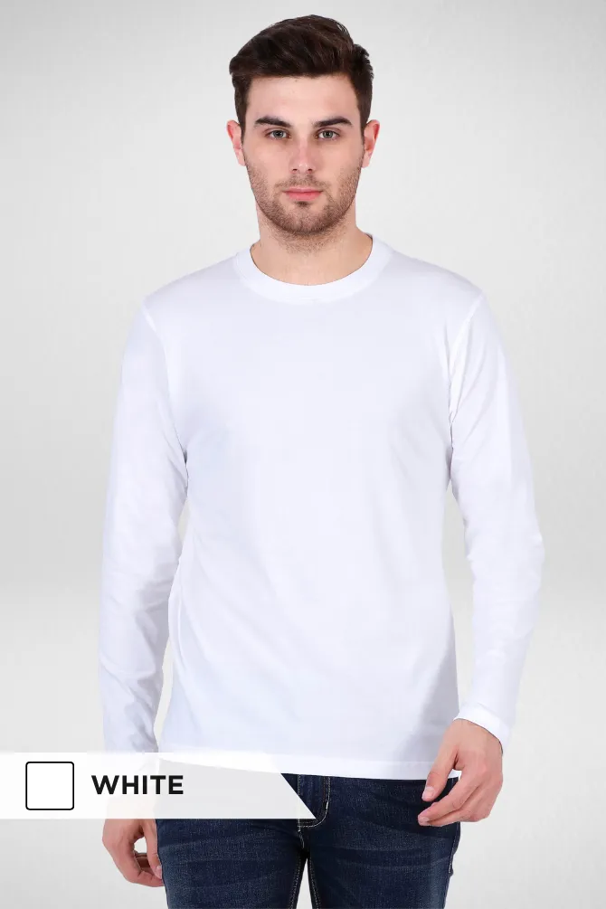 Pack Of 3 Full Sleeve T-Shirts White Navy Blue and Grey Melange for Men