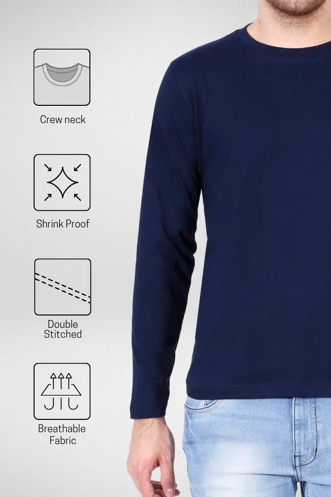 Pack Of 3 Full Sleeve T-Shirts White Navy Blue and Grey Melange for Men