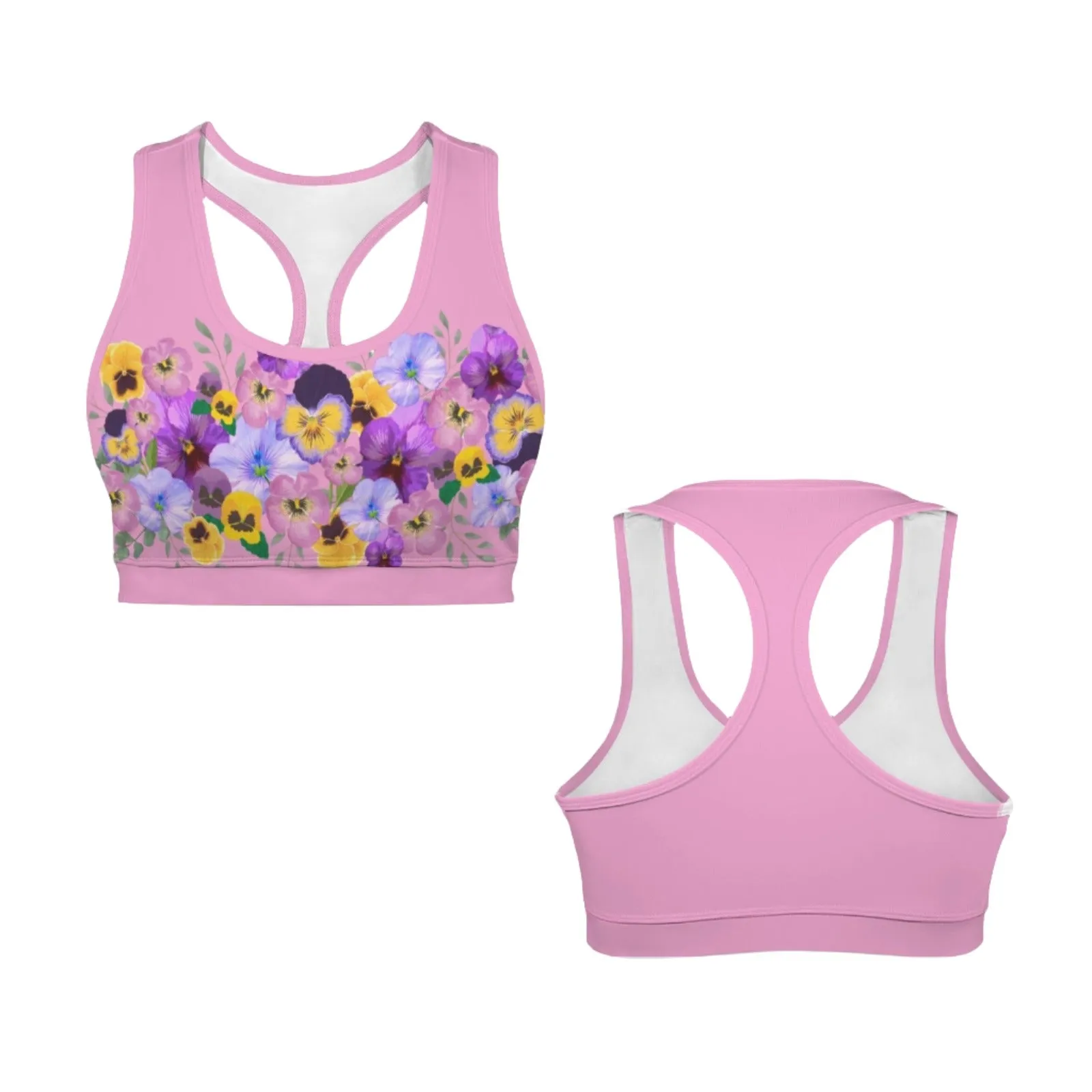 Pink Pansies Sports Top up to 5 XL (FWS)