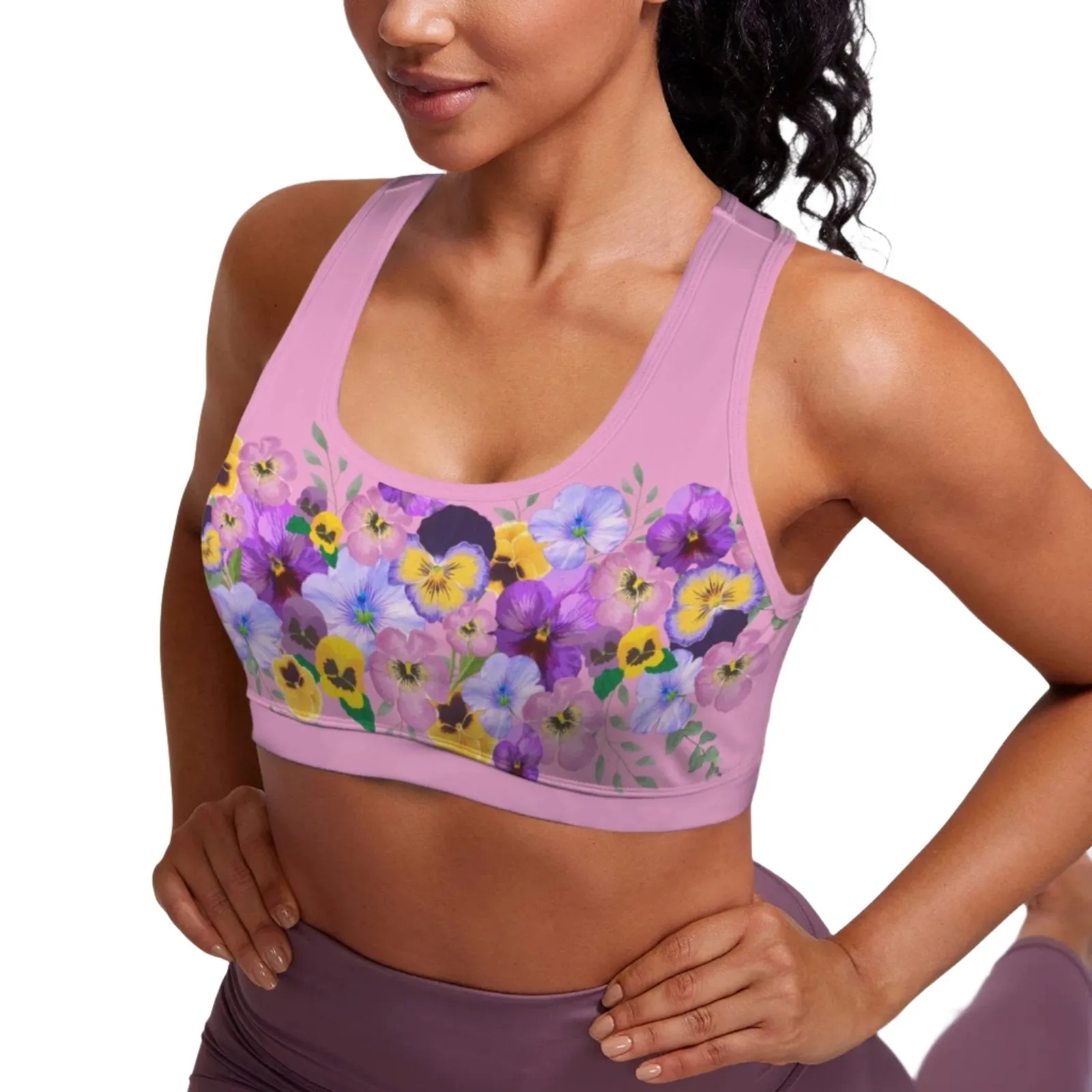 Pink Pansies Sports Top up to 5 XL (FWS)