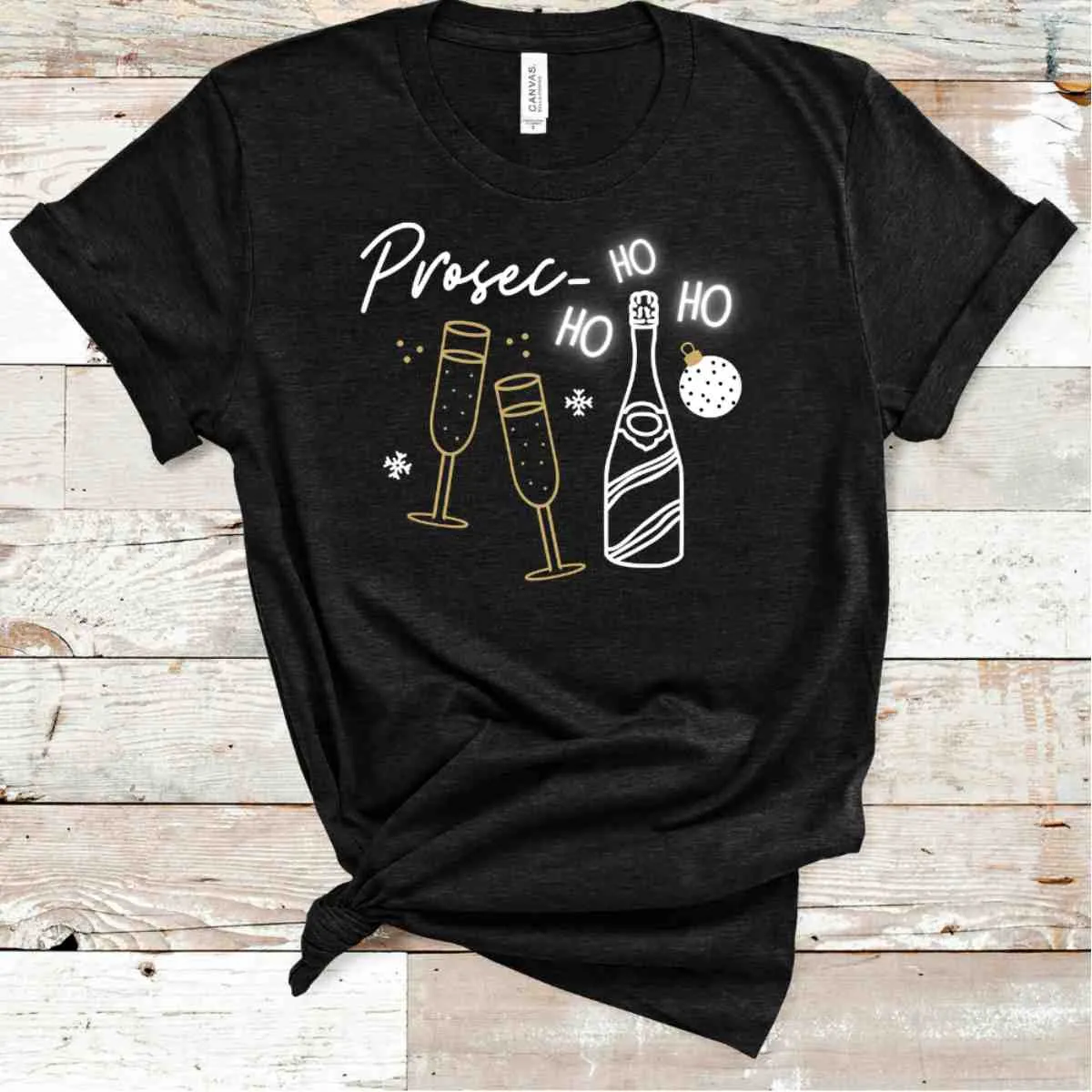 Prosec Ho Ho Ho Prosecco T-Shirt - Black Heather