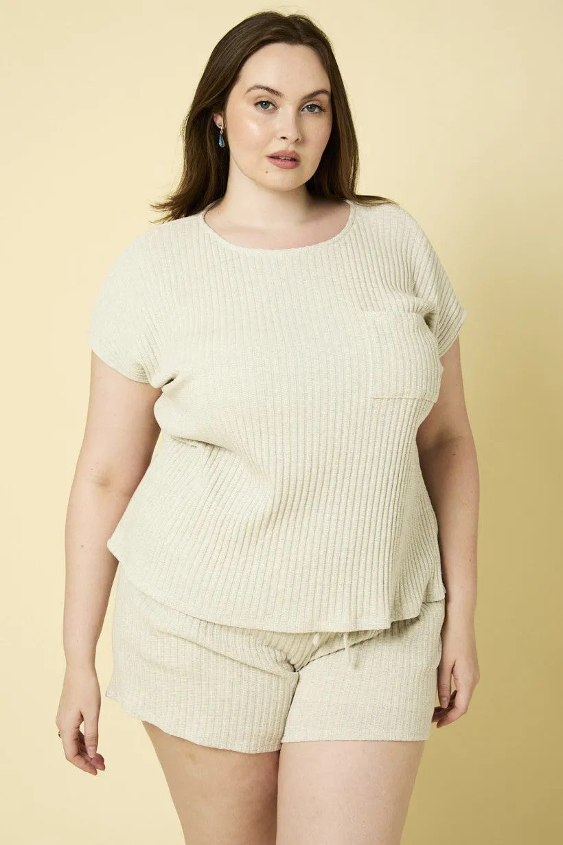 Ribbed Drawstring Short