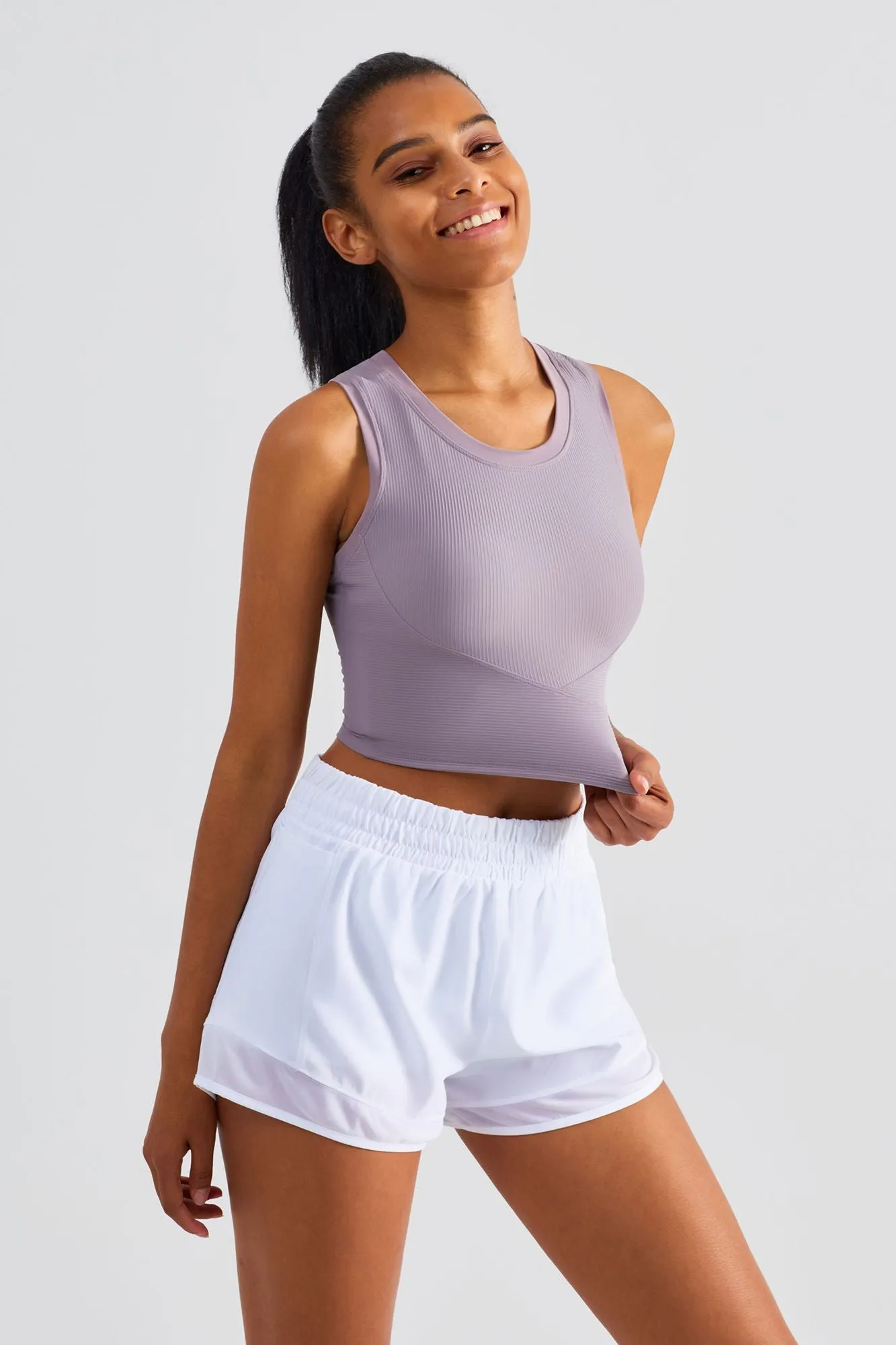 Ribbed Longline Racerback Sports Bra