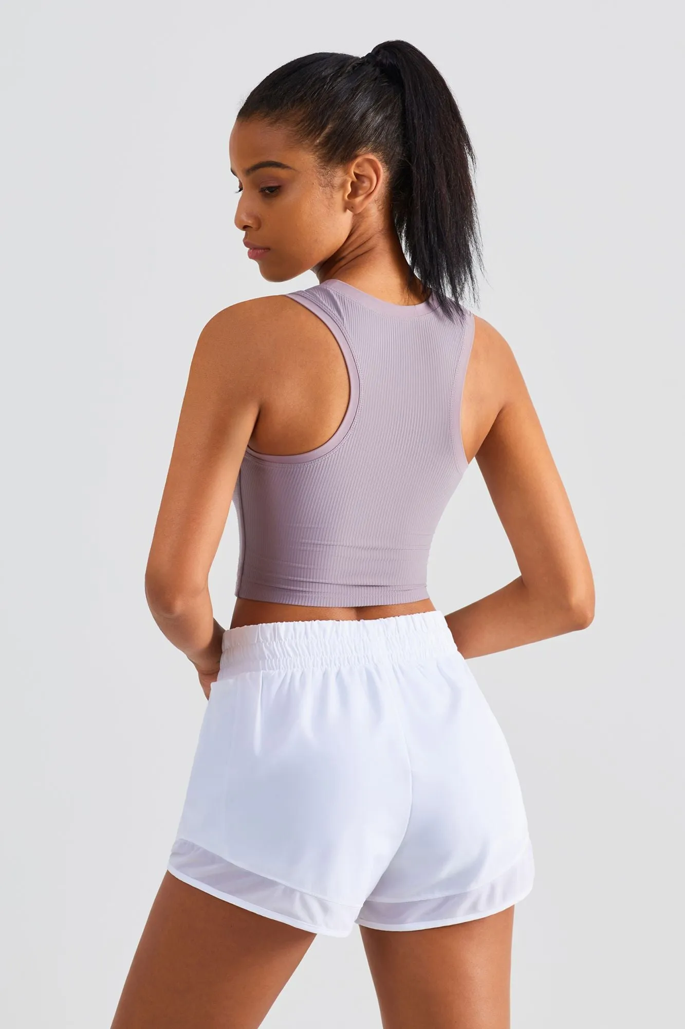 Ribbed Longline Racerback Sports Bra