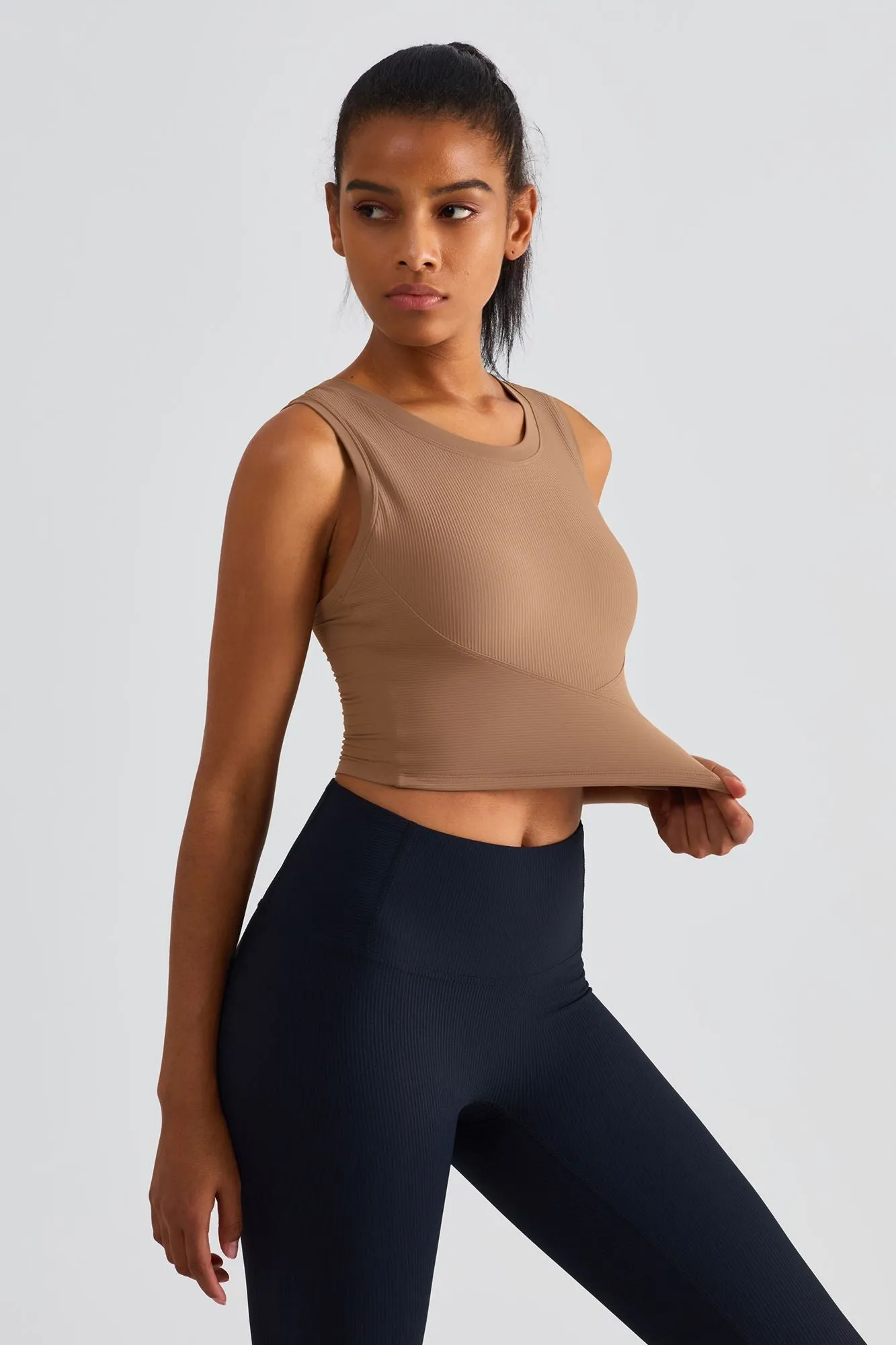 Ribbed Longline Racerback Sports Bra