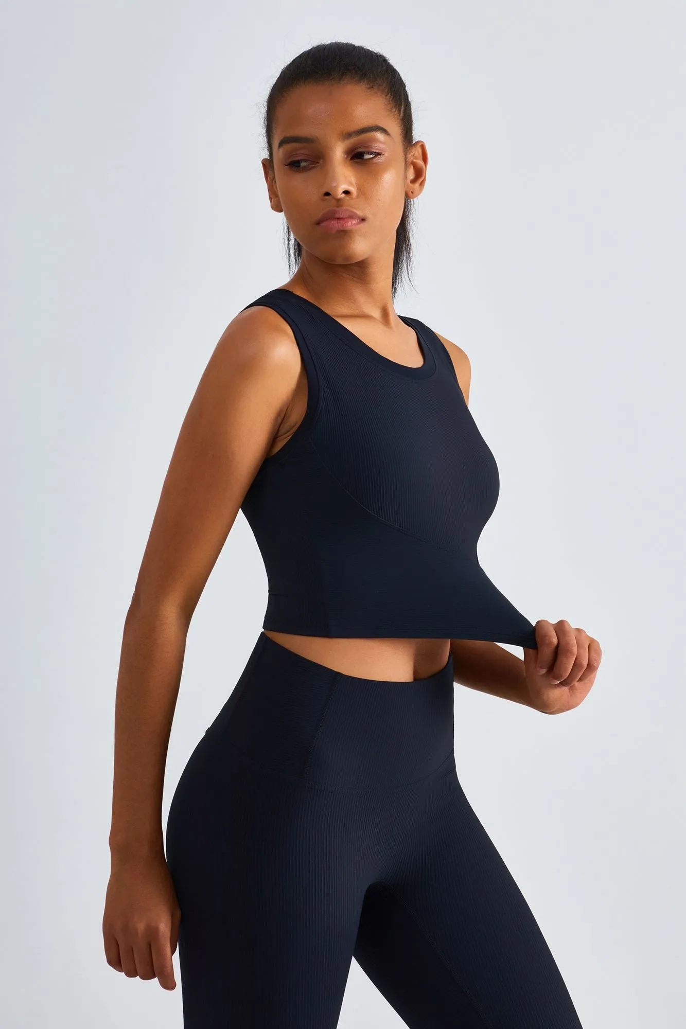 Ribbed Longline Racerback Sports Bra