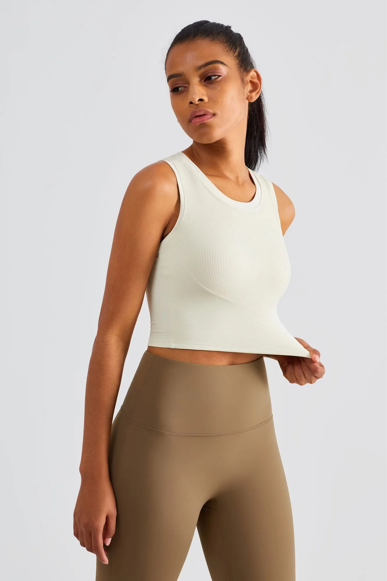 Ribbed Longline Racerback Sports Bra