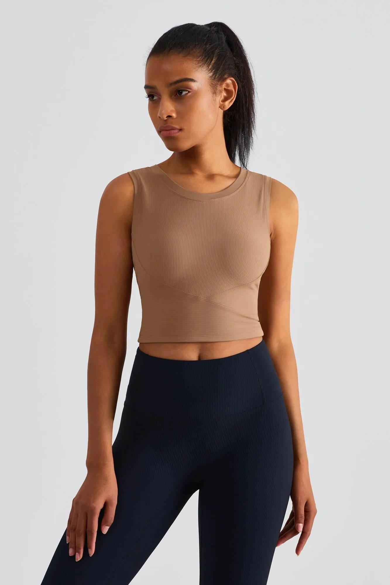 Ribbed Longline Racerback Sports Bra