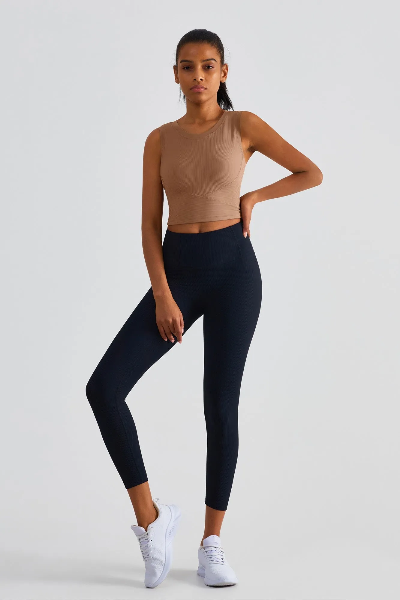 Ribbed Longline Racerback Sports Bra