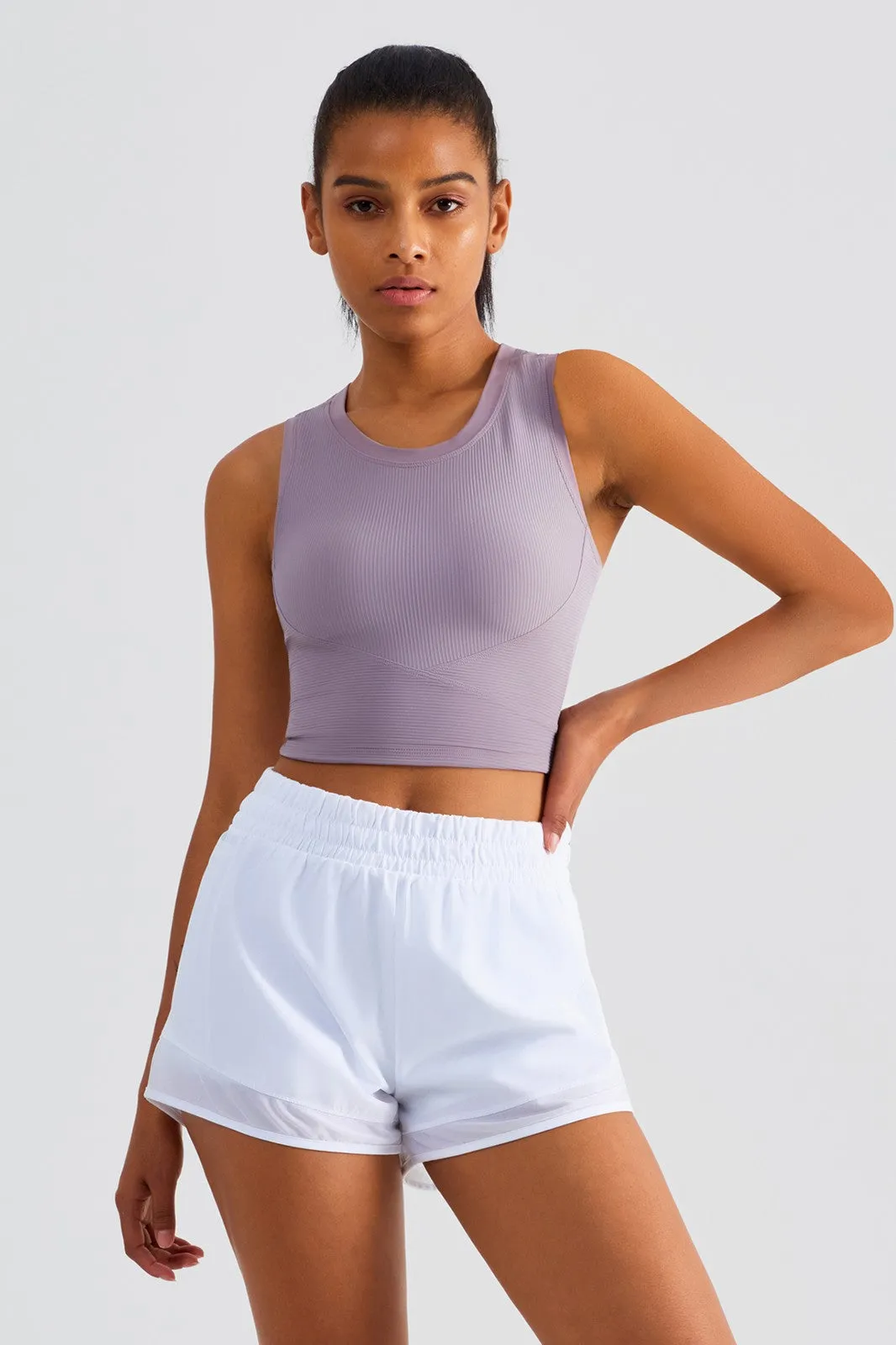 Ribbed Longline Racerback Sports Bra
