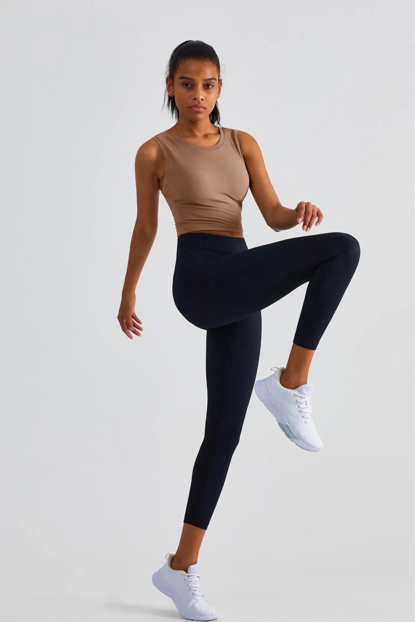 Ribbed Longline Racerback Sports Bra