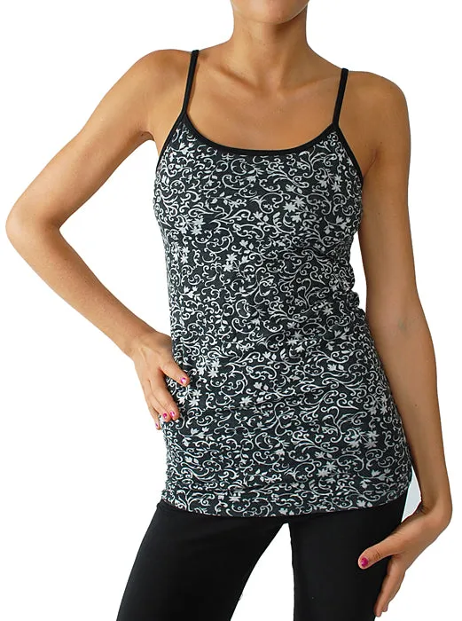 Scrolly Floral Sport Tank with Bra