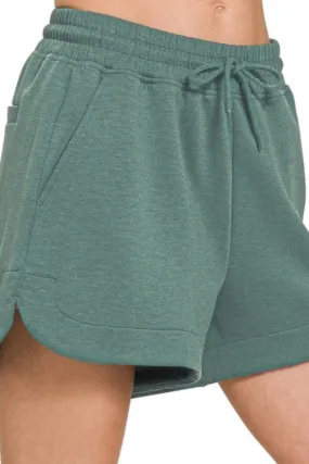 Scuba Elastic Waist Shorts (Ash Jade)
