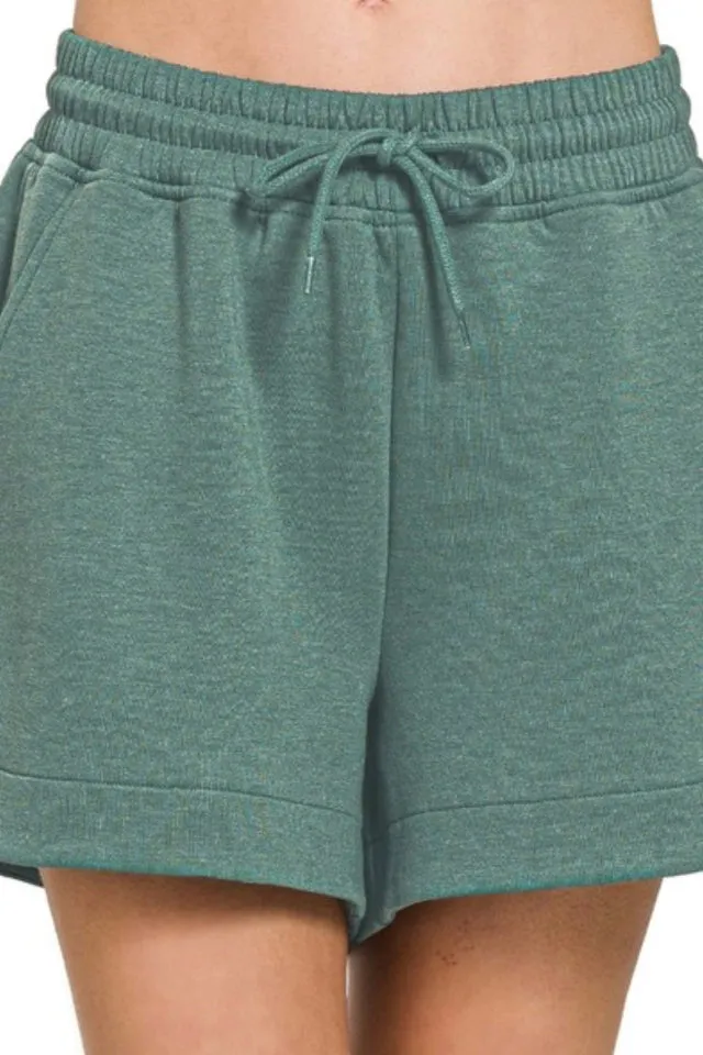 Scuba Elastic Waist Shorts (Ash Jade)