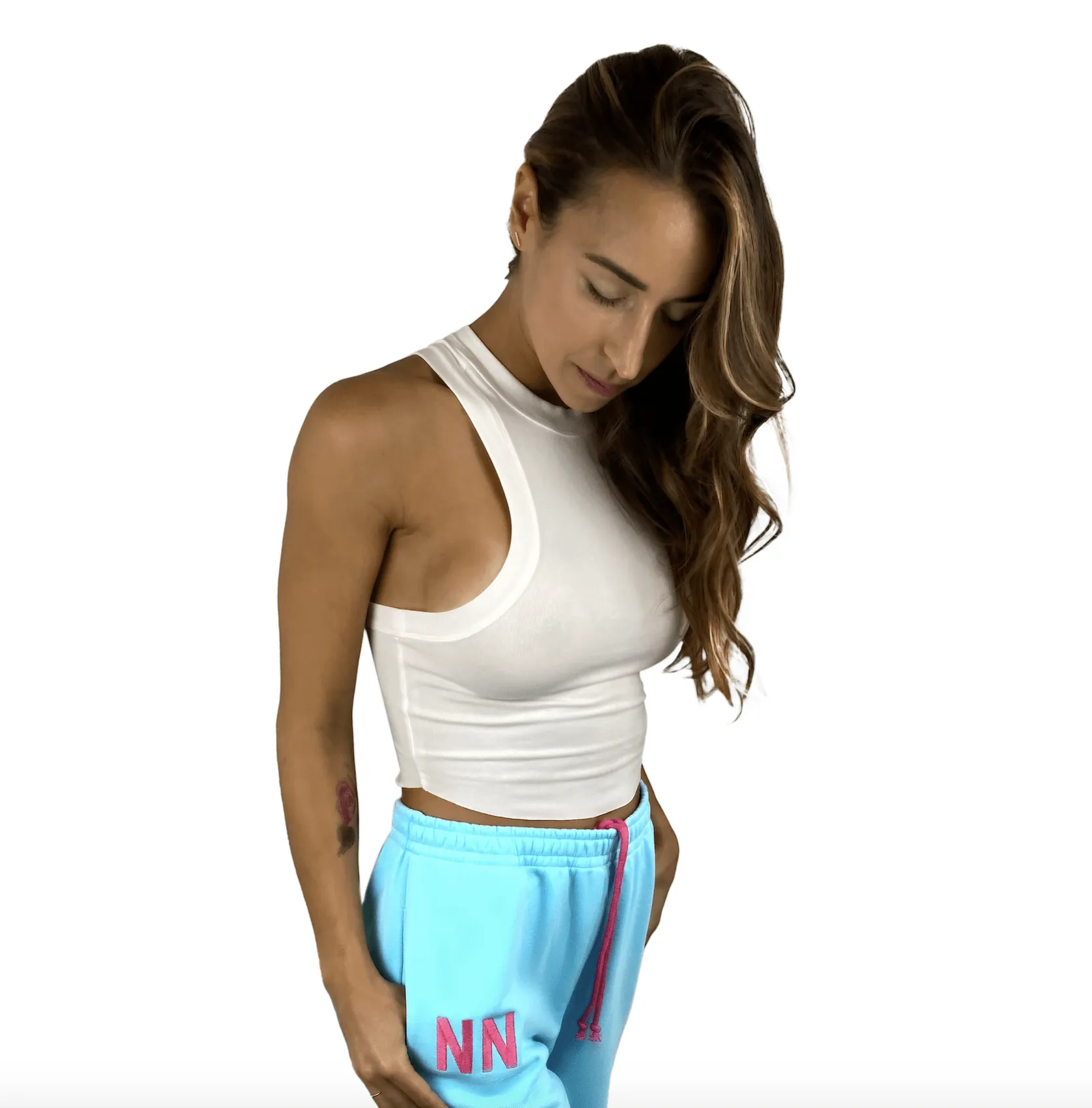 Side Boob White Tank Crop Top