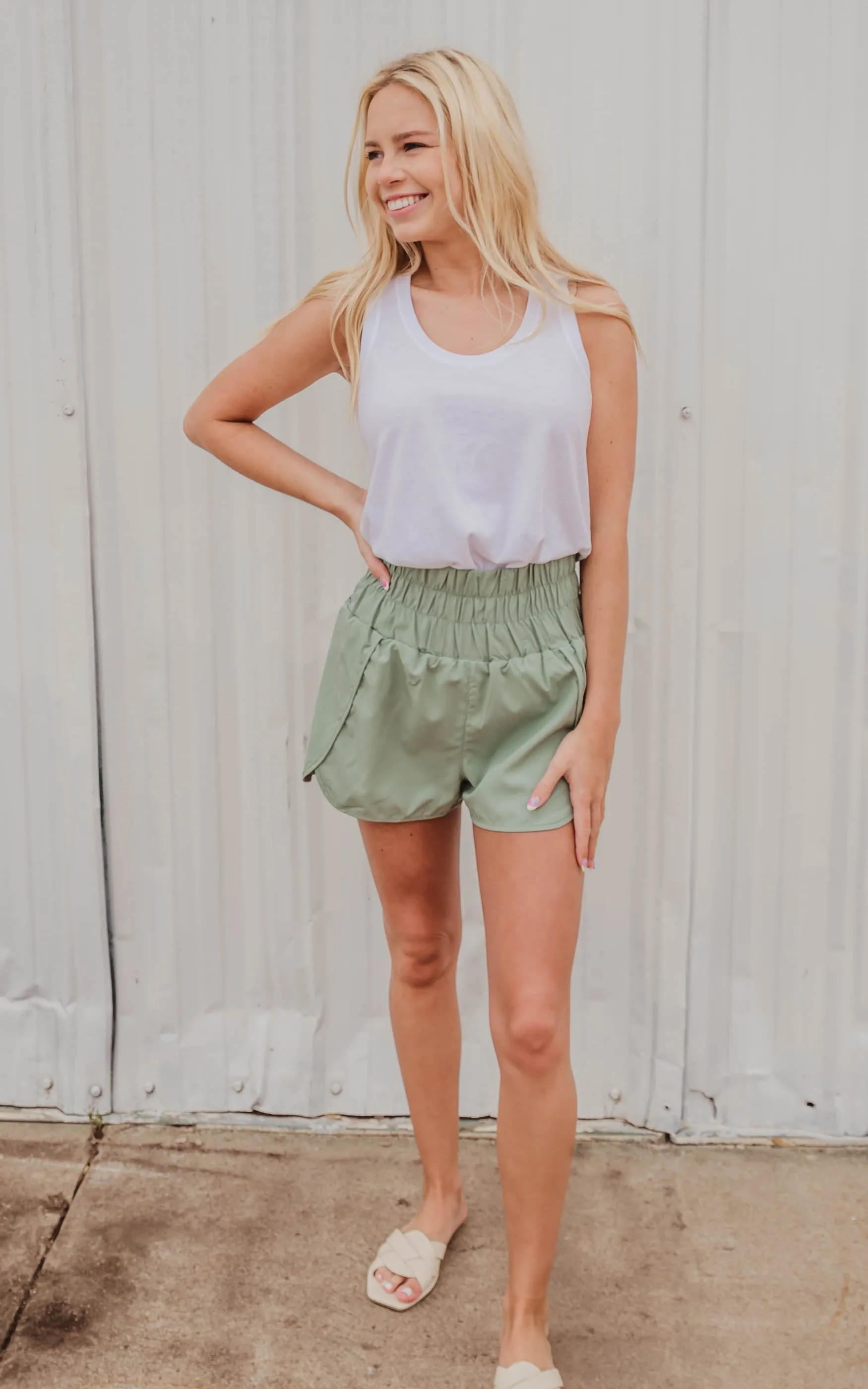 Smocked Waist Running Shorts - Final Sale*