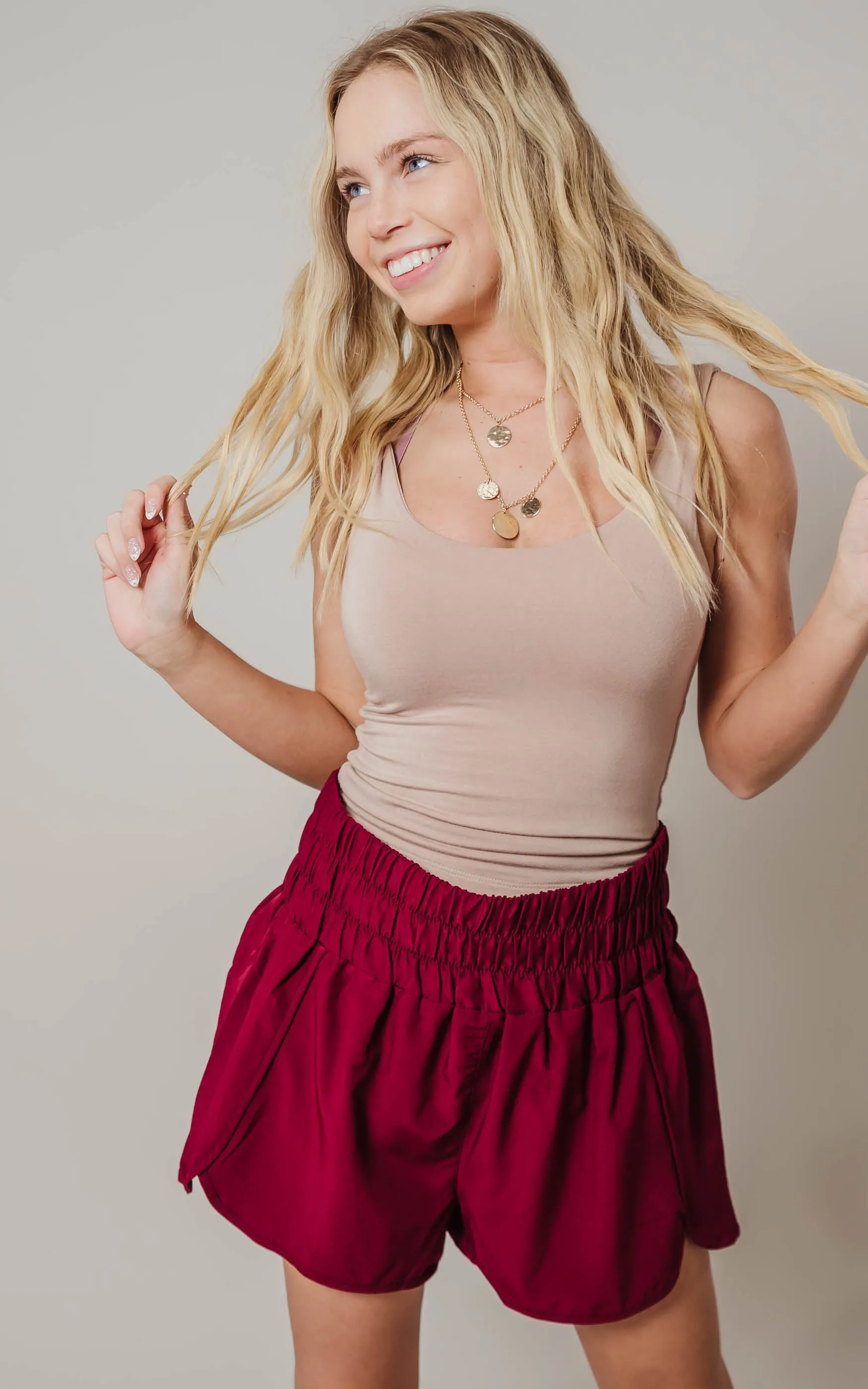 Smocked Waist Running Shorts - Final Sale*