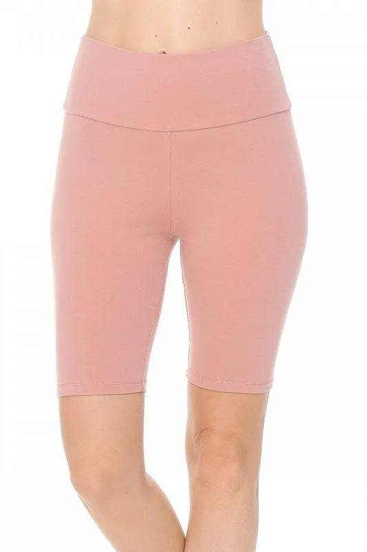 Solid Waist Band Biker Shorts