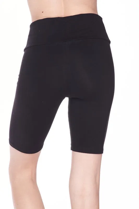 Solid Waist Band Biker Shorts