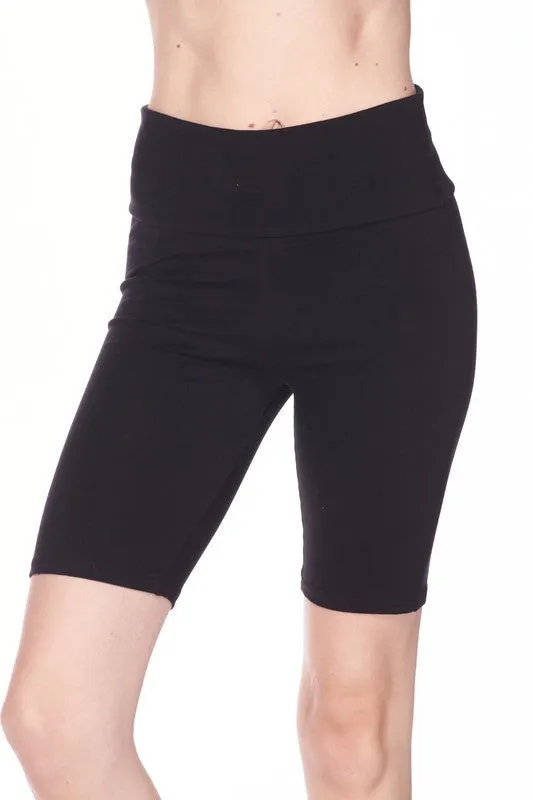 Solid Waist Band Biker Shorts