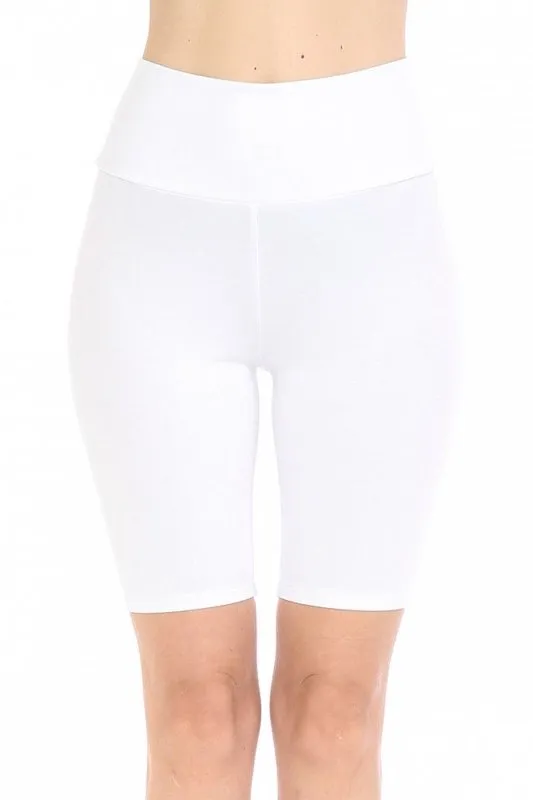 Solid Waist Band Biker Shorts