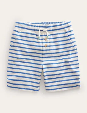 Textured Jersey Short-Delft Blue/White