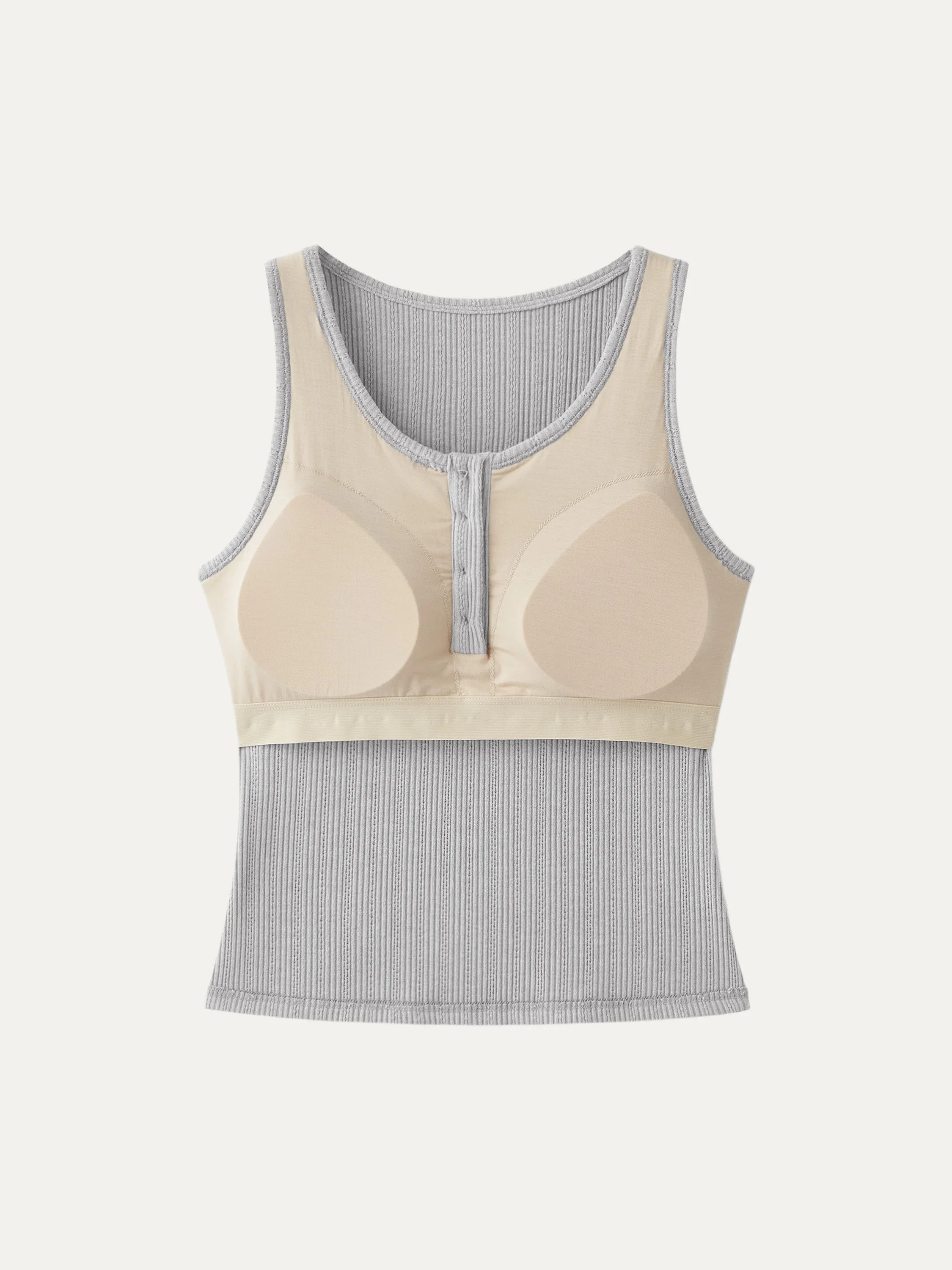 U Neck Button Brami Tank Top