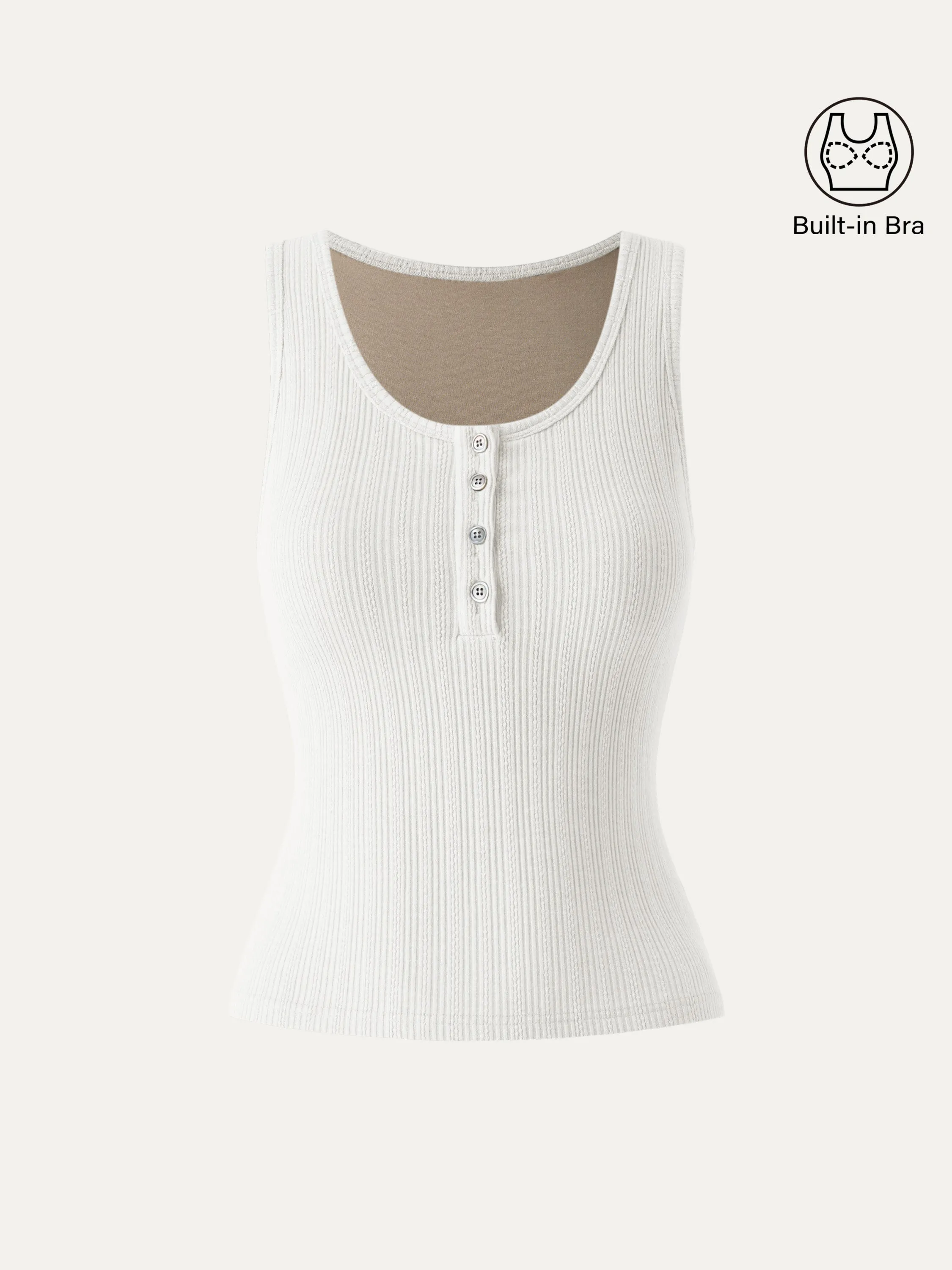 U Neck Button Brami Tank Top