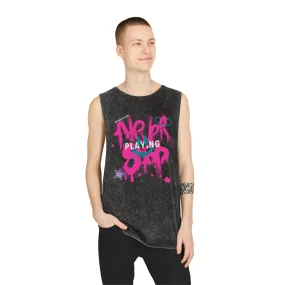 Unisex Stonewash "Never Stop Playing" Tank Top