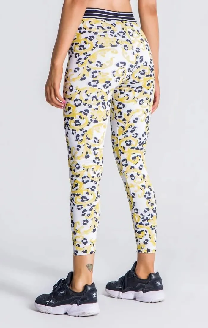 White Baroque Leopard Leggings