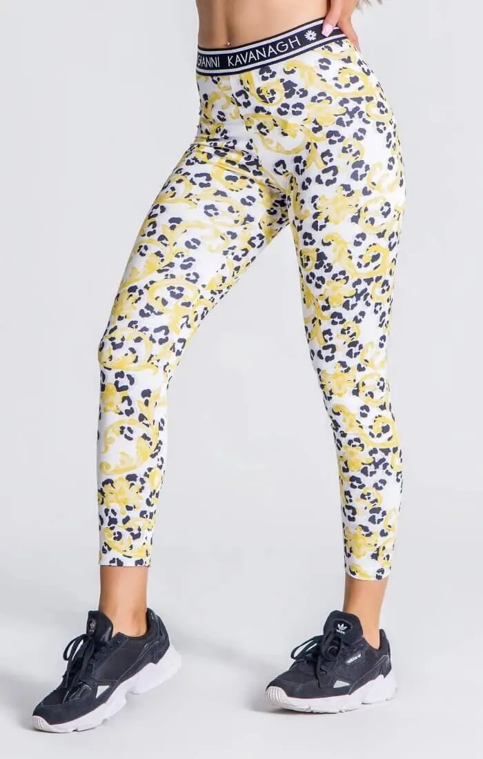 White Baroque Leopard Leggings