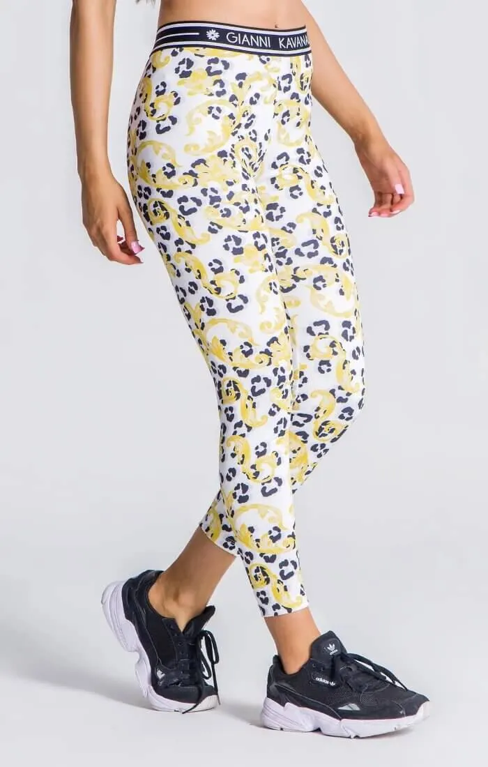 White Baroque Leopard Leggings
