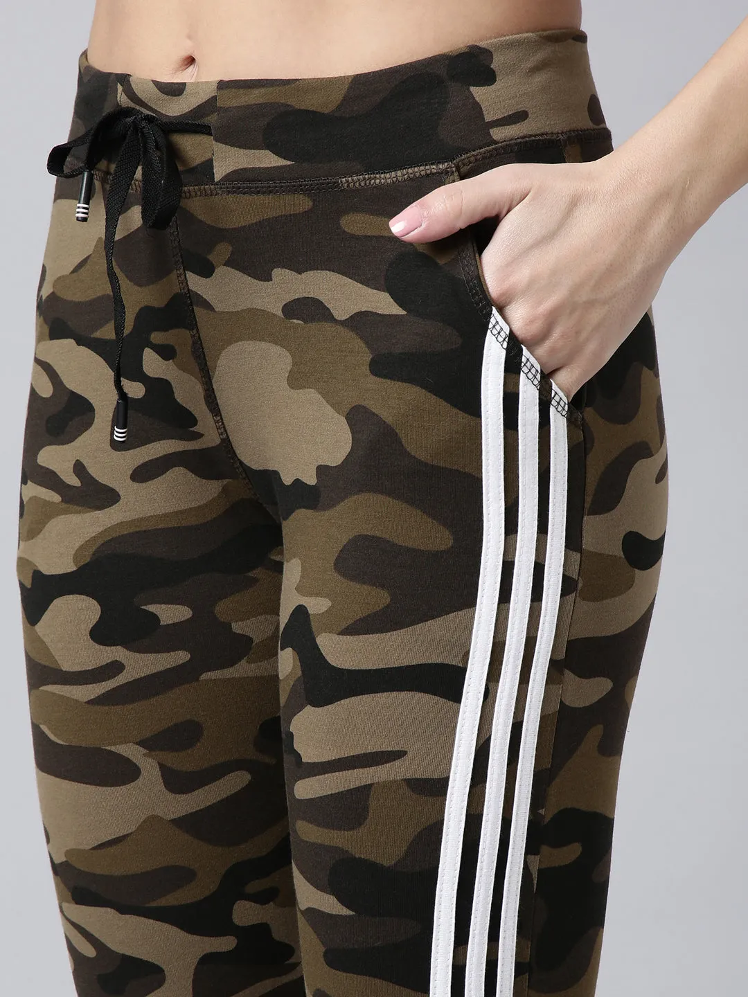Women Camouflage Slim Fit Olive Track Pant