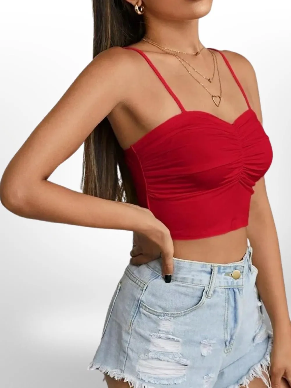 Women's Crop Stretch Plain Casual Plain Spaghetti Strap Tank Tops & Camis