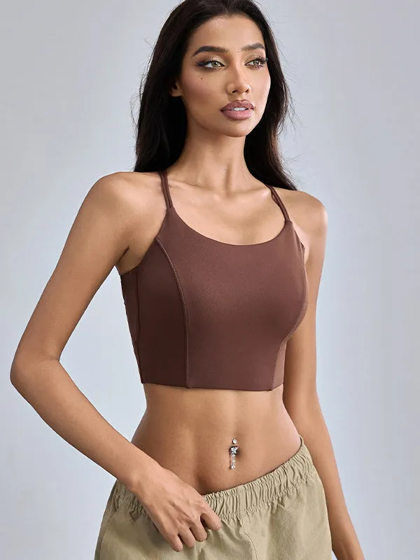 ZASUWA Female Solid Color Cross Back Quick Dry Sports Bras
