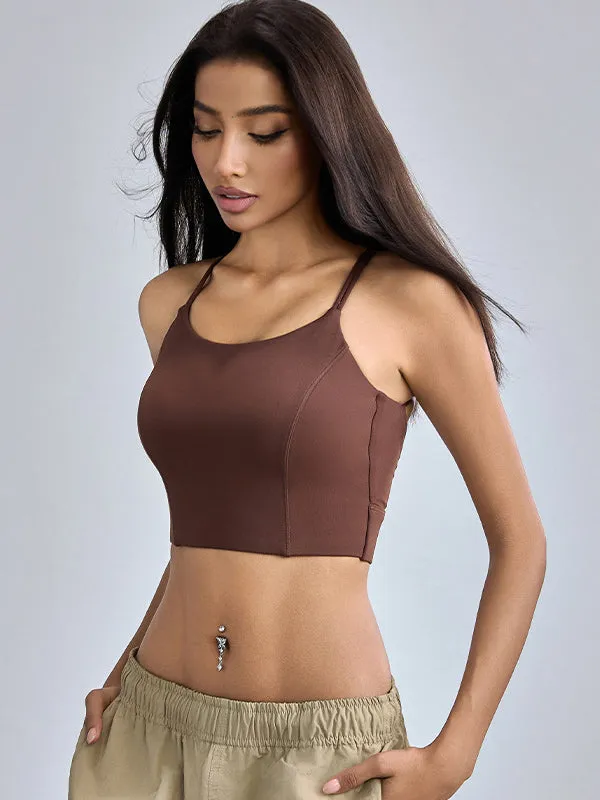 ZASUWA Female Solid Color Cross Back Quick Dry Sports Bras