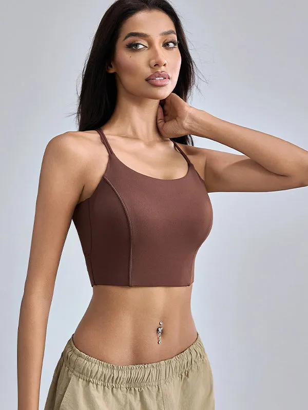 ZASUWA Female Solid Color Cross Back Quick Dry Sports Bras