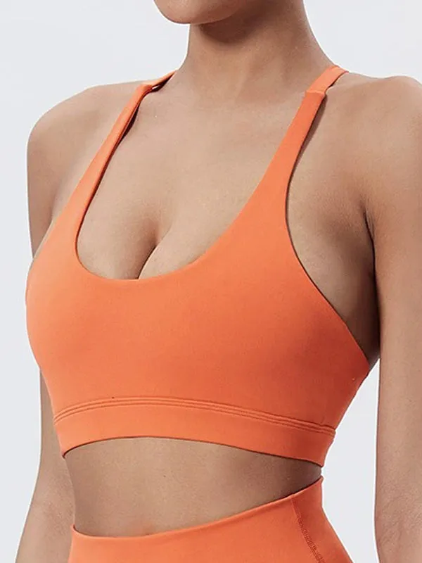 ZASUWA Female U Collar Cross Back Hollow Out Quick Dry Sports Bras