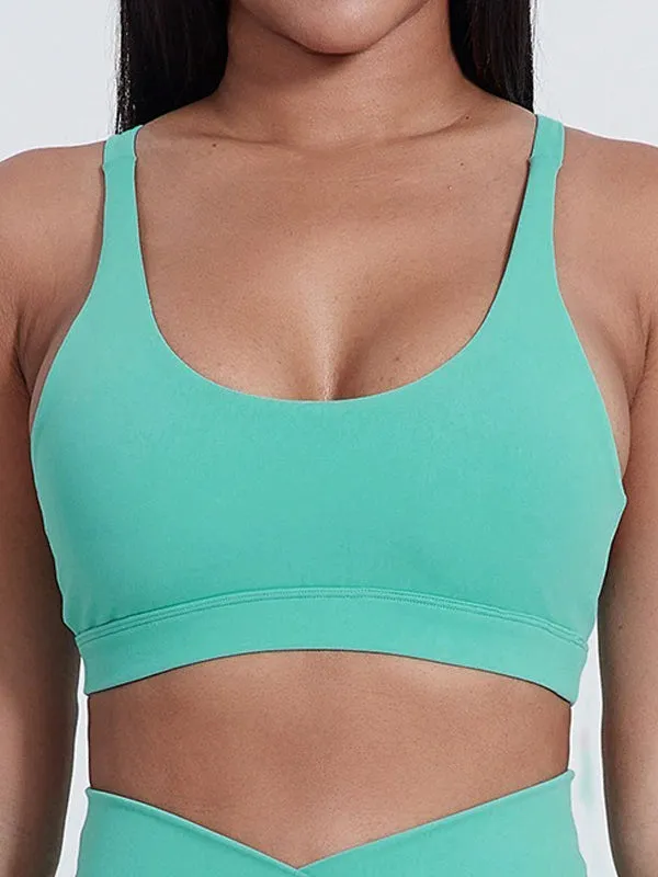 ZASUWA Female U Collar Cross Back Hollow Out Quick Dry Sports Bras