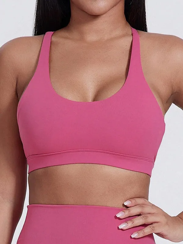 ZASUWA Female U Collar Cross Back Hollow Out Quick Dry Sports Bras