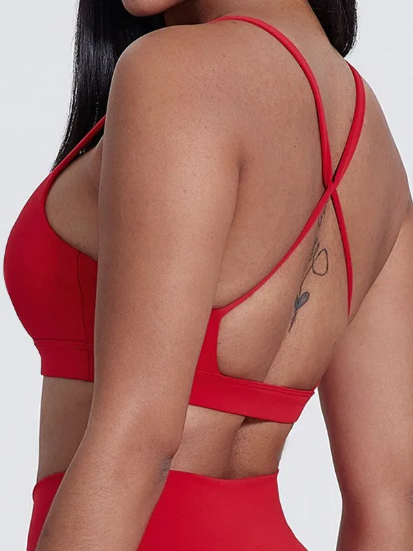 ZASUWA Female U Collar Cross Back Hollow Out Quick Dry Sports Bras
