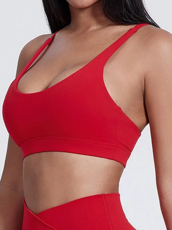 ZASUWA Female U Collar Cross Back Hollow Out Quick Dry Sports Bras