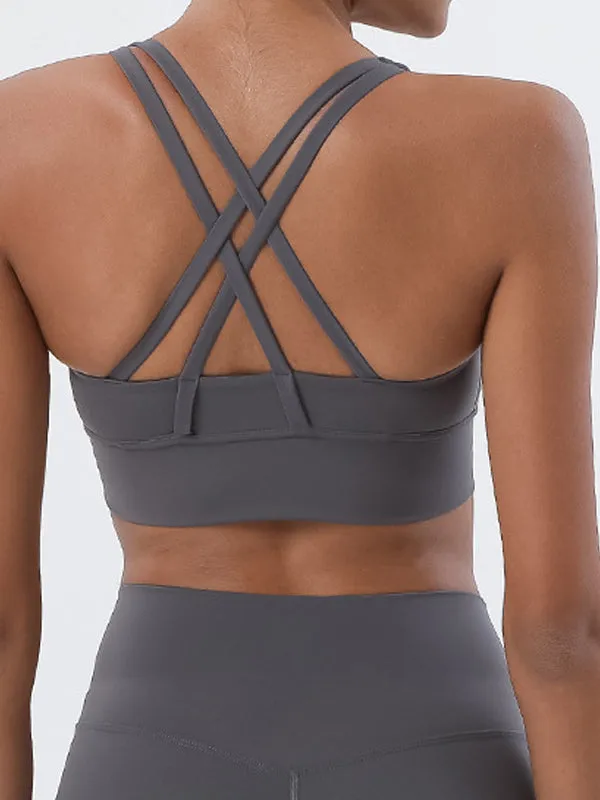 ZASUWA Female U Collar Cross Back Quick Dry Seamless Sports Bras