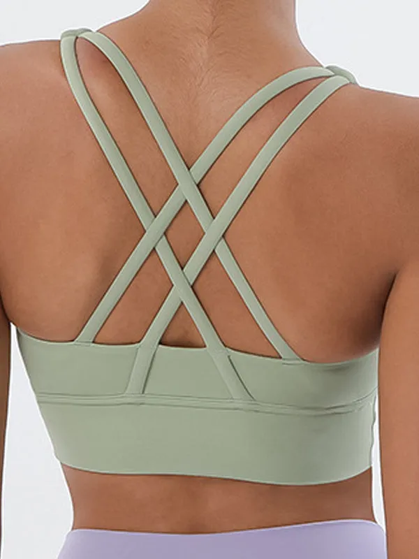 ZASUWA Female U Collar Cross Back Quick Dry Seamless Sports Bras