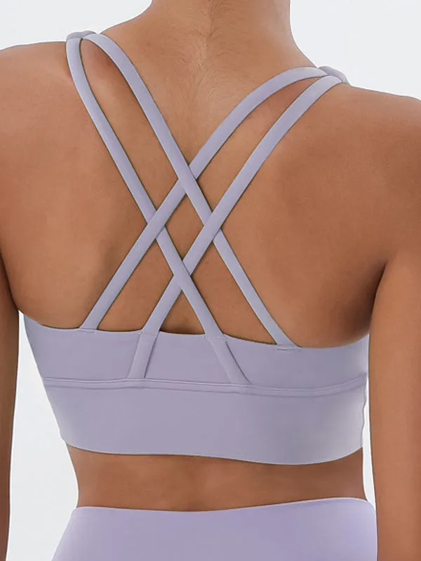 ZASUWA Female U Collar Cross Back Quick Dry Seamless Sports Bras