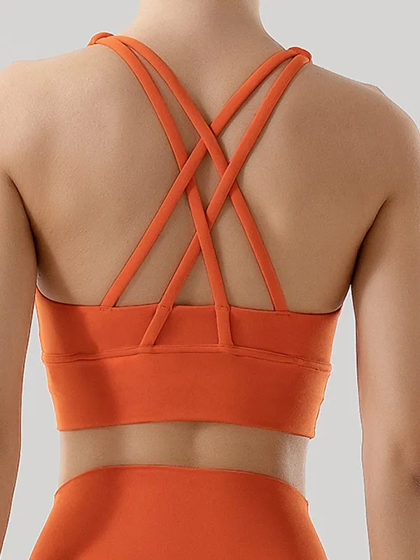 ZASUWA Female U Collar Cross Back Quick Dry Seamless Sports Bras